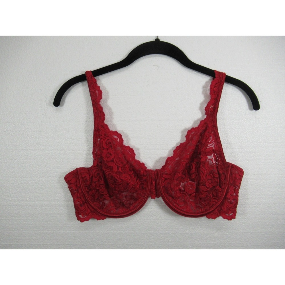 Secret Treasures Unlined Lace Bra 38C Red Underwire